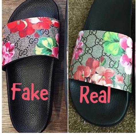 gucci bloom slides real vs fake|Gucci real vs fake font.